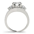 14k White Gold 3 Stone Split Pave Shank Diamond Engagement Ring (2 3/4 cttw) - Coolpeacock