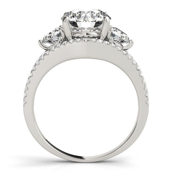 14k White Gold 3 Stone Split Pave Shank Diamond Engagement Ring (2 3/4 cttw) - Coolpeacock