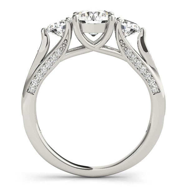 14k White Gold 3 Stone Style Round Diamond Engagement Ring (1 3/4 cttw) - Coolpeacock
