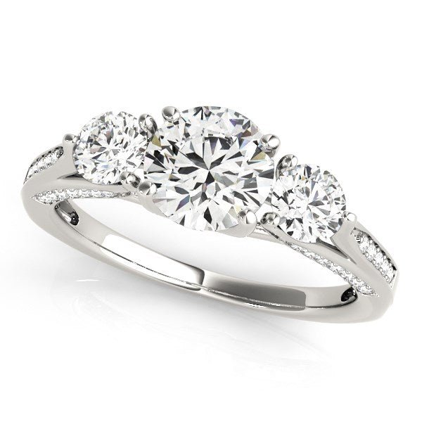 14k White Gold 3 Stone Style Round Diamond Engagement Ring (1 3/4 cttw) - Coolpeacock