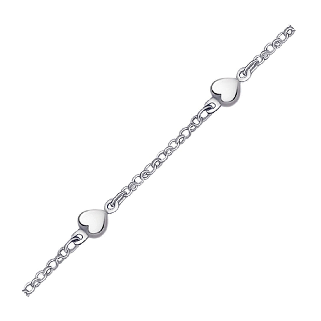 14k White Gold Anklet with Puffed Heart Design - Coolpeacock