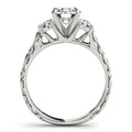 14k White Gold Antique Design 3 Stone Diamond Engagement Ring (1 3/4 cttw) - Coolpeacock