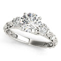 14k White Gold Antique Design 3 Stone Diamond Engagement Ring (1 3/4 cttw) - Coolpeacock