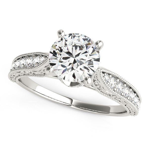 14k White Gold Antique Design Diamond Engagement Ring (1 5/8 cttw) - Coolpeacock