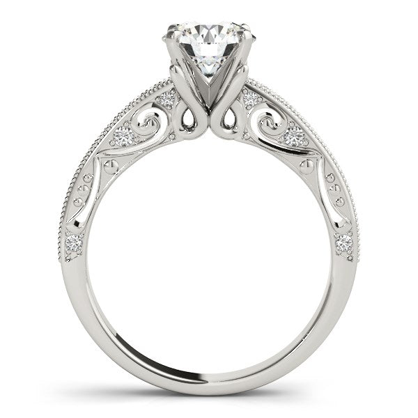 14k White Gold Antique Pronged Round Diamond Engagement Ring (1 1/8 cttw) - Coolpeacock