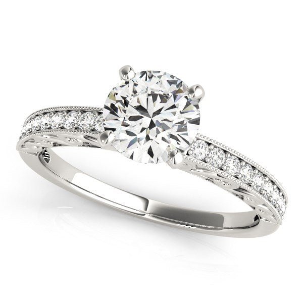 14k White Gold Antique Style Diamond Engagement Ring (1 1/8 cttw) - Coolpeacock
