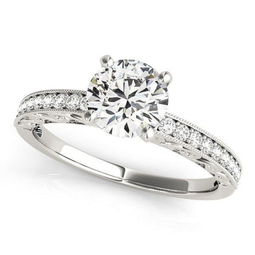 14k White Gold Antique Style Diamond Engagement Ring (1 1/8 cttw) - Coolpeacock