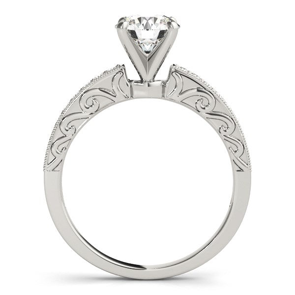 14k White Gold Antique Style Diamond Engagement Ring (1 1/8 cttw) - Coolpeacock