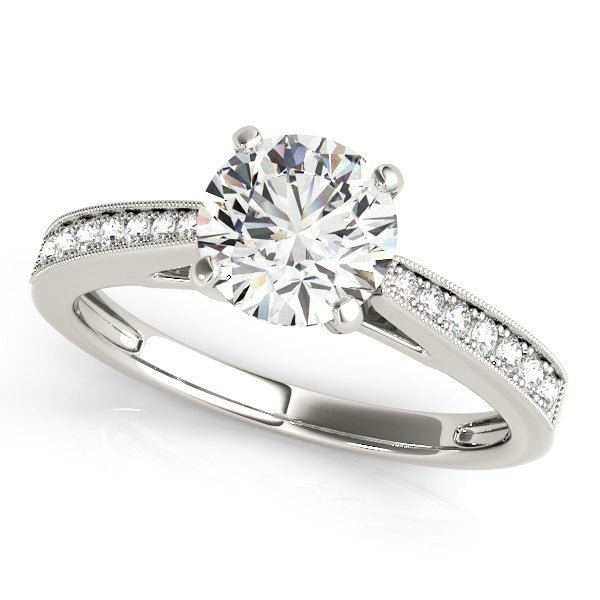 14k White Gold Antique Style Graduagted Diamond Engagement Ring (1 1/8 cttw) - Coolpeacock