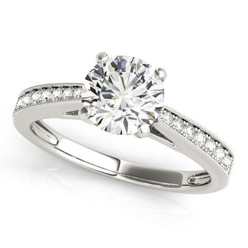 14k White Gold Antique Style Graduagted Diamond Engagement Ring (1 1/8 cttw) - Coolpeacock