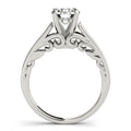 14k White Gold Antique Style Solitaire Round Diamond Engagement Ring (1 cttw) - Coolpeacock
