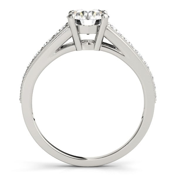 14k White Gold Antique Tapered Shank Diamond Engagement Ring (1 3/8 cttw) - Coolpeacock
