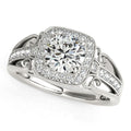 14k White Gold Baroque Shank Style Cut Diamond Engagement Ring (1 1/4 cttw) - Coolpeacock