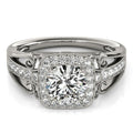 14k White Gold Baroque Shank Style Cut Diamond Engagement Ring (1 1/4 cttw) - Coolpeacock