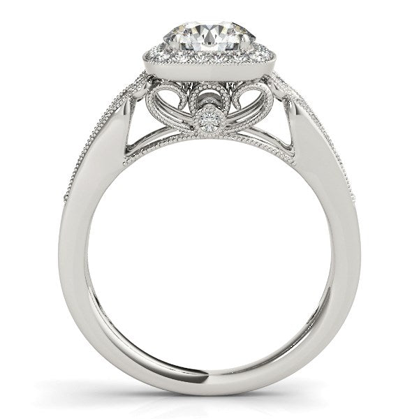 14k White Gold Baroque Shank Style Cut Diamond Engagement Ring (1 1/4 cttw) - Coolpeacock