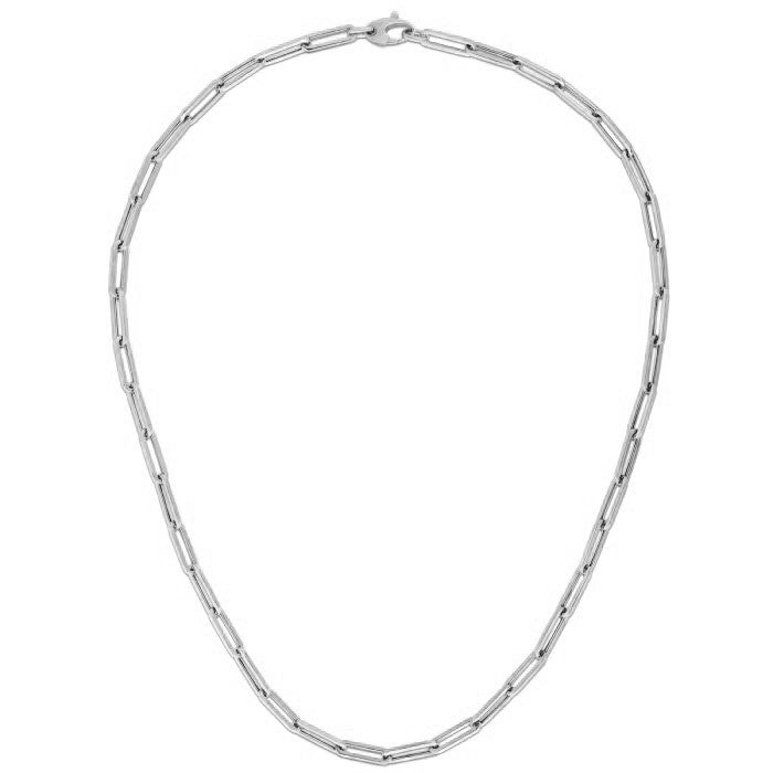 14k White Gold Bold Paperclip Chain (4.2 mm) - Coolpeacock
