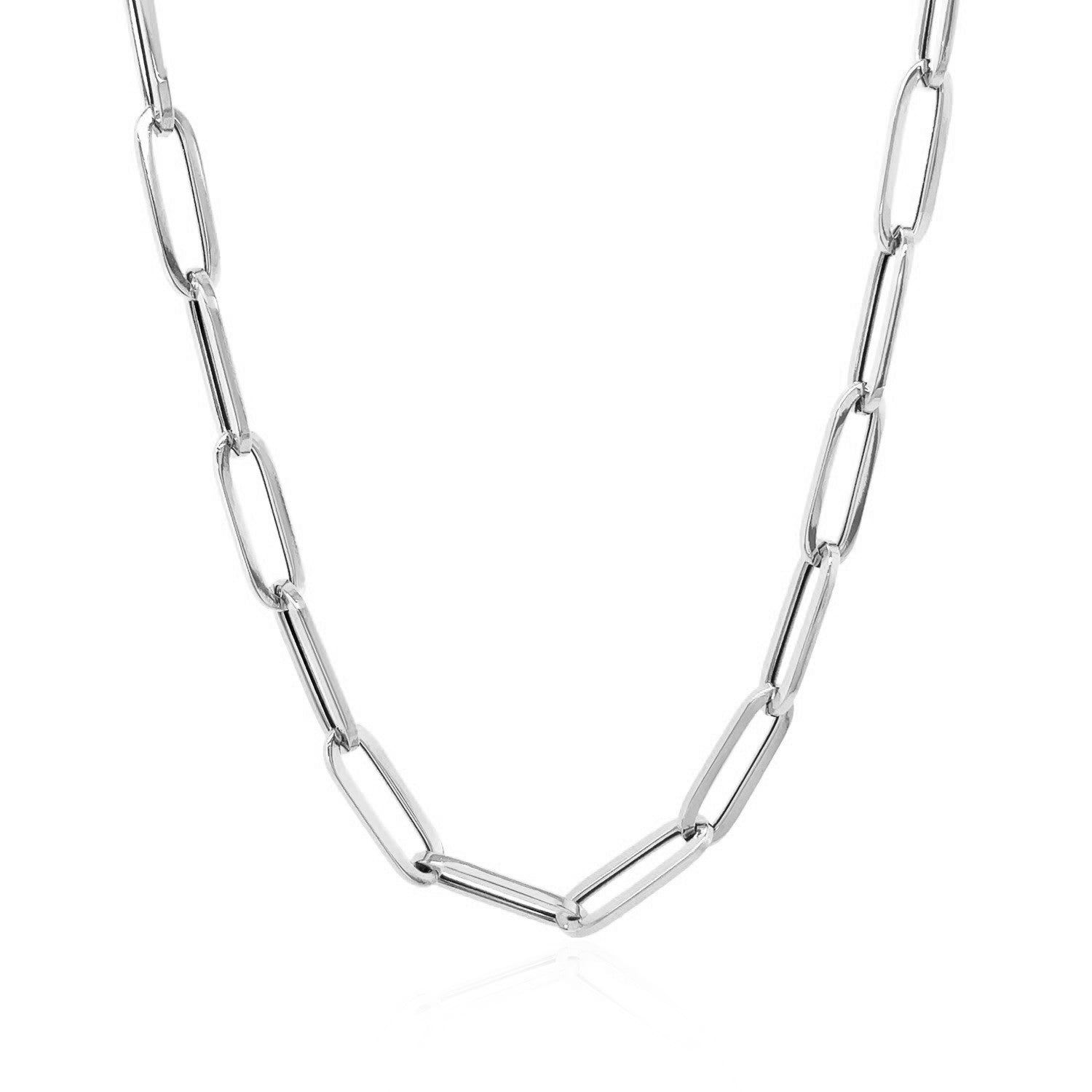 14k White Gold Bold Paperclip Chain (4.2 mm) - Coolpeacock