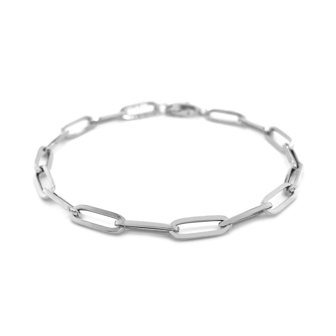 14K White Gold Bold Paperclip Chain Bracelet (4.20 mm) - Coolpeacock