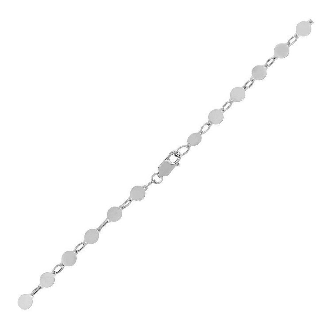 14k White Gold Bracelet with Polished Circles (4.00 mm) - Coolpeacock