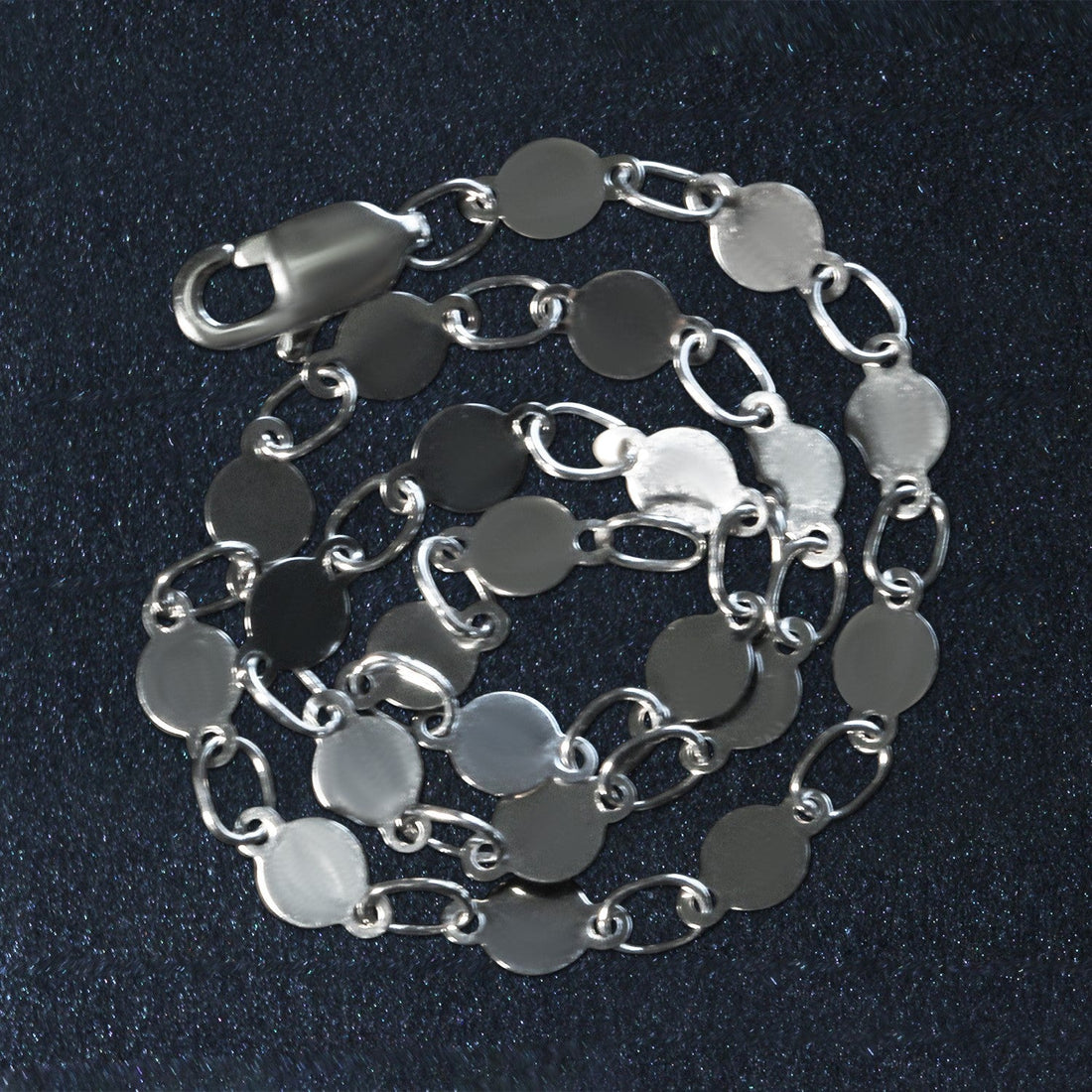 14k White Gold Bracelet with Polished Circles (4.00 mm) - Coolpeacock