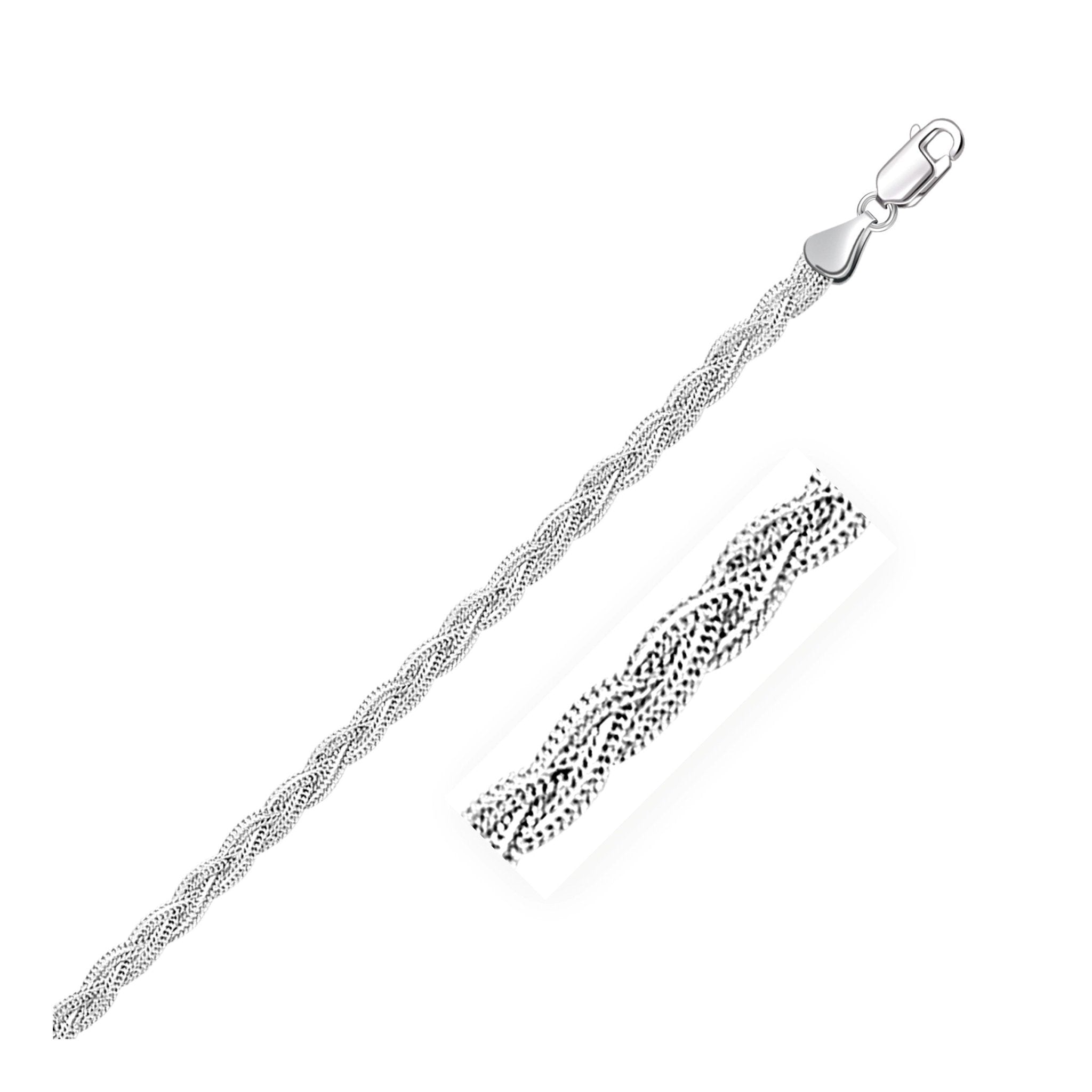 14k White Gold Braided Bracelet (3.50 mm) - Coolpeacock
