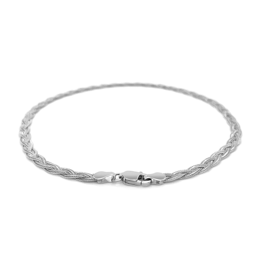 14k White Gold Braided Bracelet (3.50 mm) - Coolpeacock