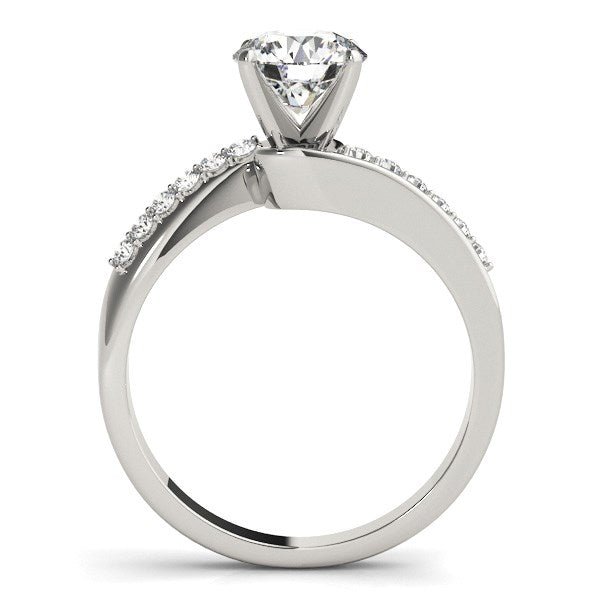 14k White Gold Bypass Round Pronged Diamond Engagement Ring (1 5/8 cttw) - Coolpeacock