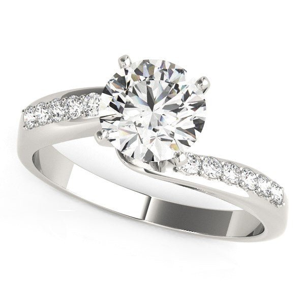 14k White Gold Bypass Round Pronged Diamond Engagement Ring (1 5/8 cttw) - Coolpeacock
