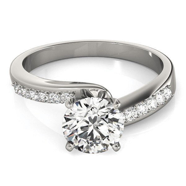 14k White Gold Bypass Round Pronged Diamond Engagement Ring (1 5/8 cttw) - Coolpeacock