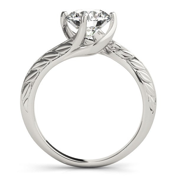 14k White Gold Bypass Round Solitaire Diamond Engagement Ring (1 cttw) - Coolpeacock