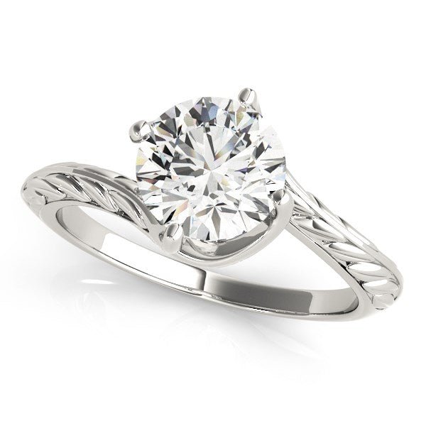 14k White Gold Bypass Round Solitaire Diamond Engagement Ring (1 cttw) - Coolpeacock