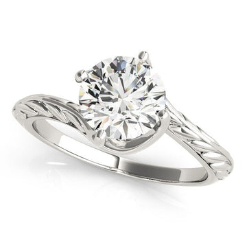 14k White Gold Bypass Round Solitaire Diamond Engagement Ring (1 cttw) - Coolpeacock