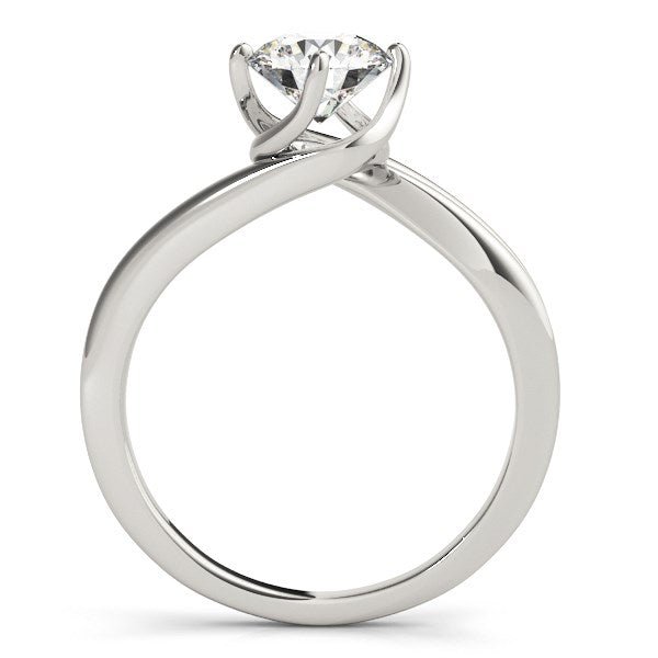 14k White Gold Bypass Style Solitaire Round Diamond Engagement Ring (1 cttw) - Coolpeacock