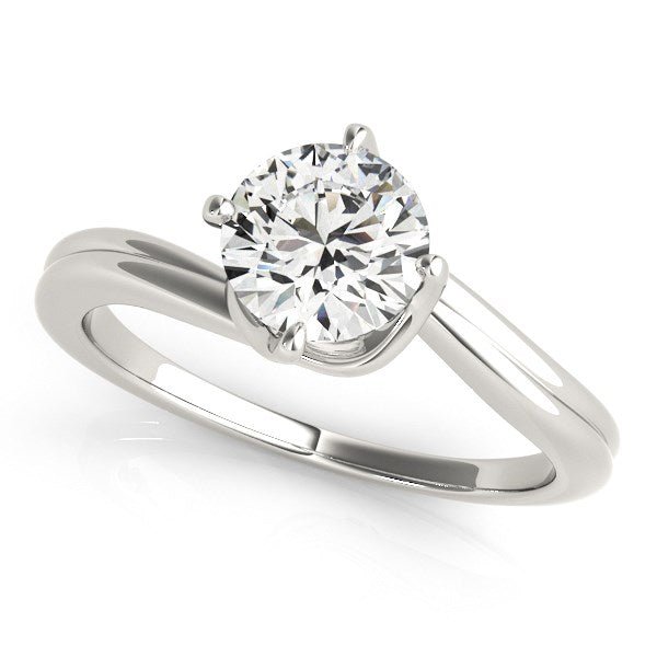 14k White Gold Bypass Style Solitaire Round Diamond Engagement Ring (1 cttw) - Coolpeacock