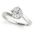 14k White Gold Bypass Style Solitaire Round Diamond Engagement Ring (1 cttw) - Coolpeacock