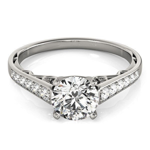 14k White Gold Cathedral Design Diamond Engagement Ring (1 1/4 cttw) - Coolpeacock