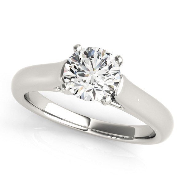 14k White Gold Cathedral Design Solitaire Diamond Engagement Ring (1 cttw) - Coolpeacock