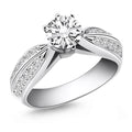 14k White Gold Cathedral Double Row Pave Diamond Engagement Ring - Coolpeacock