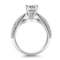 14k White Gold Cathedral Double Row Pave Diamond Engagement Ring - Coolpeacock