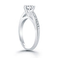 14k White Gold Cathedral Engagement Ring with Pave Diamonds - Coolpeacock