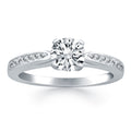 14k White Gold Cathedral Engagement Ring with Pave Diamonds - Coolpeacock
