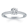 14k White Gold Channel Set Cathedral Engagement Ring - Coolpeacock
