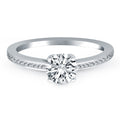 14k White Gold Channel Set Cathedral Engagement Ring - Coolpeacock