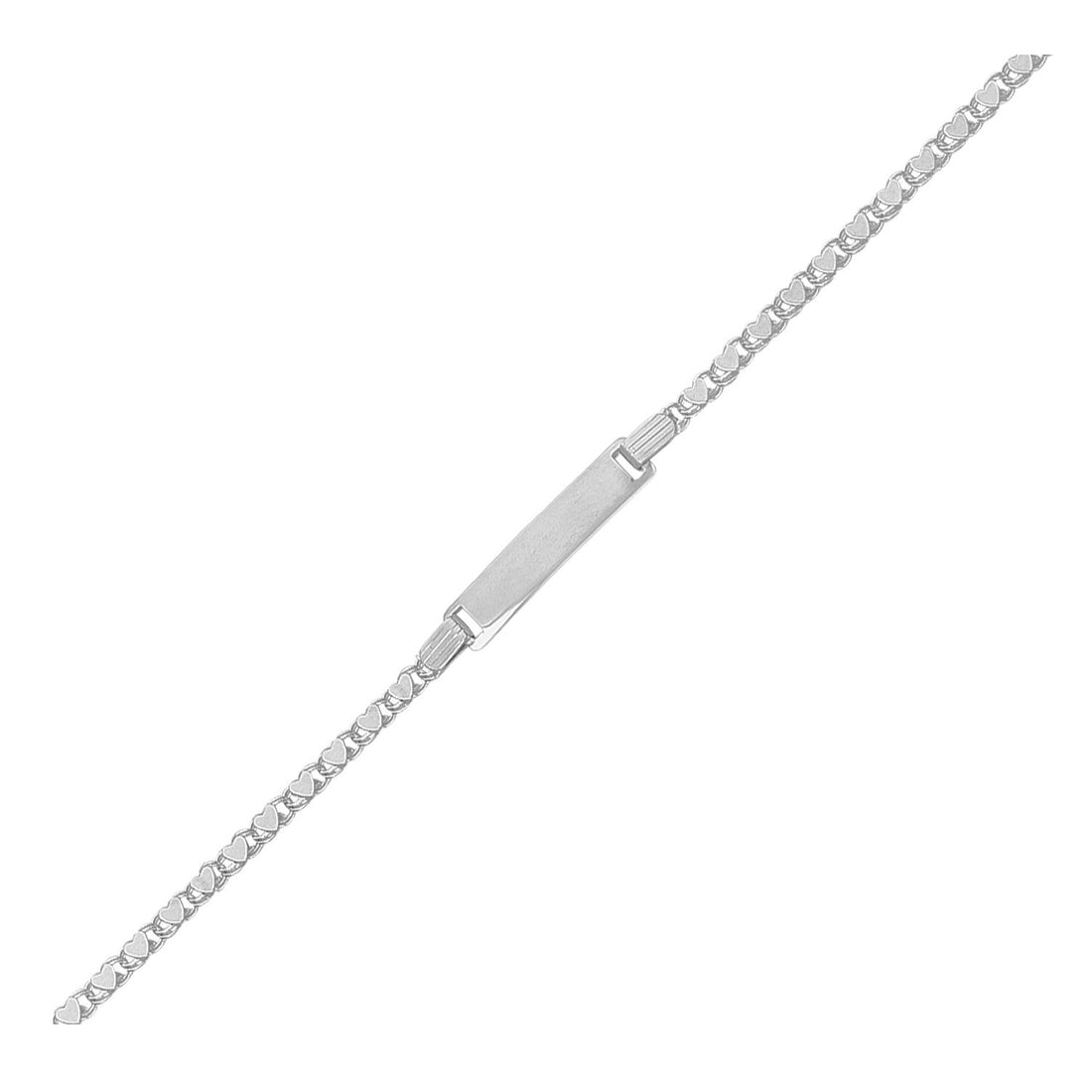 14k White Gold Childrens Heart Link ID Bracelet - Coolpeacock
