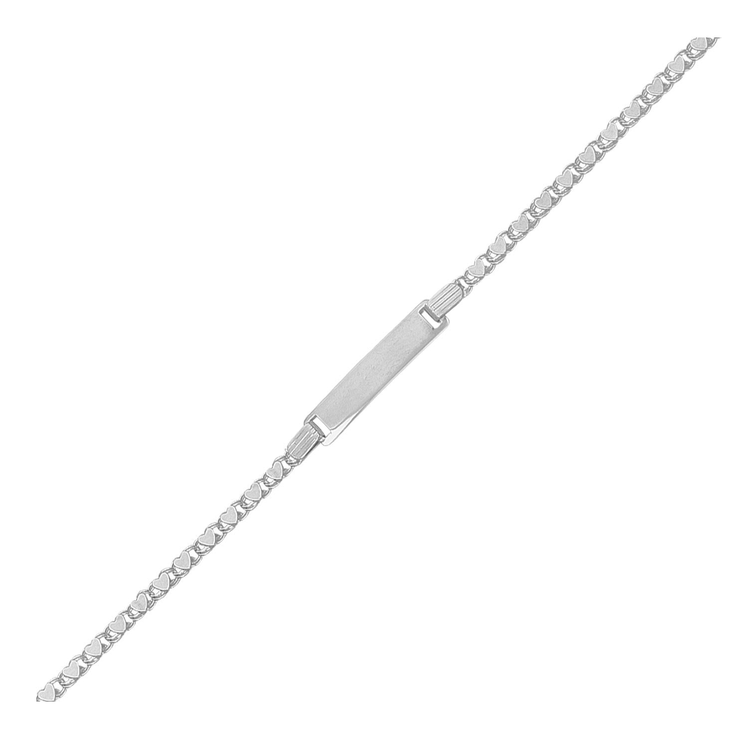 14k White Gold Childrens Heart Link ID Bracelet - Coolpeacock
