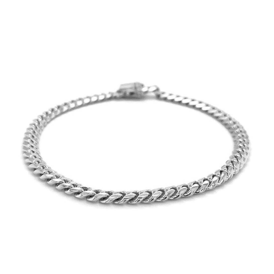 14k White Gold Classic Miami Cuban Solid Bracelet (5.00 mm) - Coolpeacock