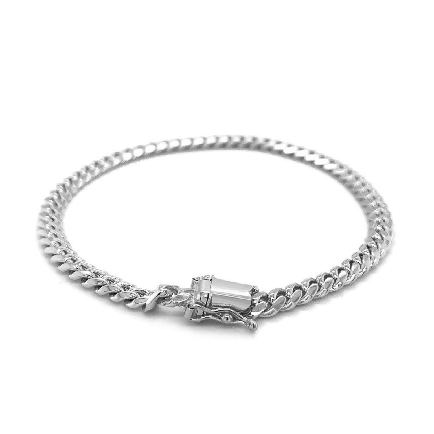 14k White Gold Classic Miami Cuban Solid Bracelet (5.00 mm) - Coolpeacock