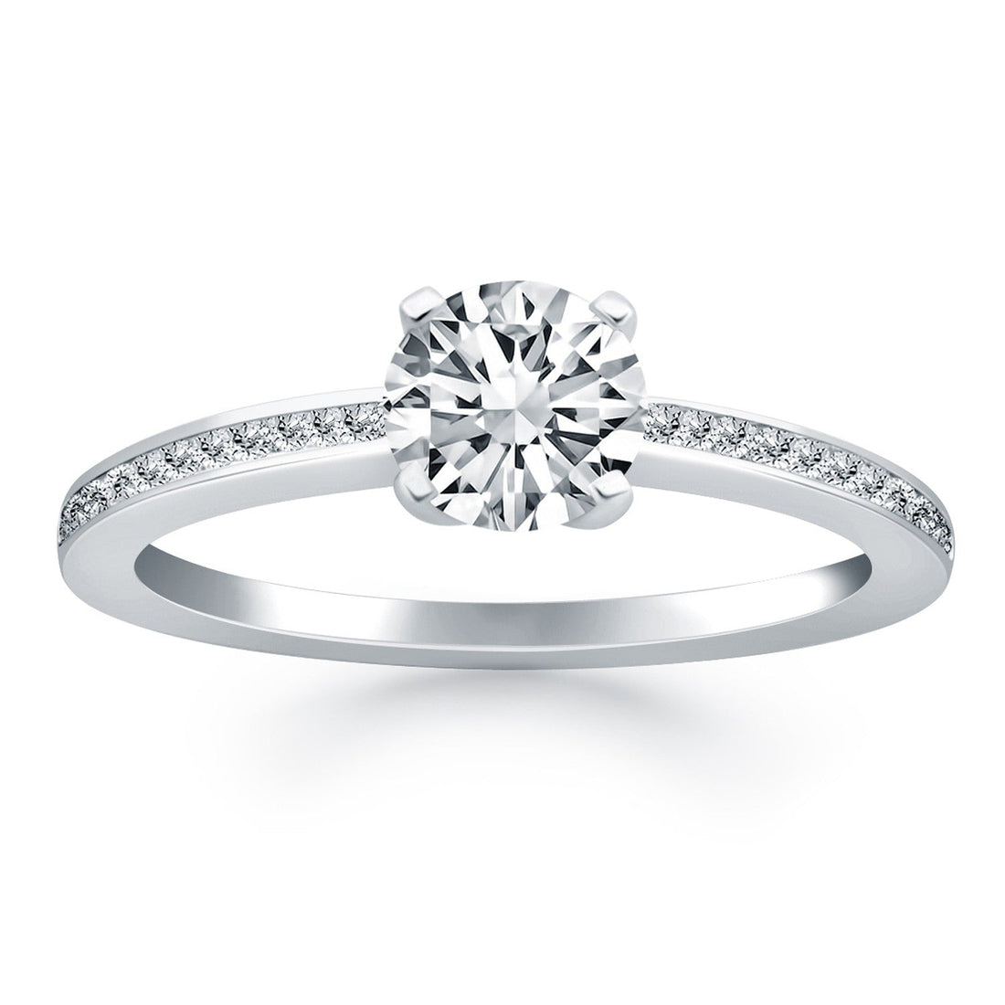 14k White Gold Classic Pave Diamond Band Engagement Ring - Coolpeacock