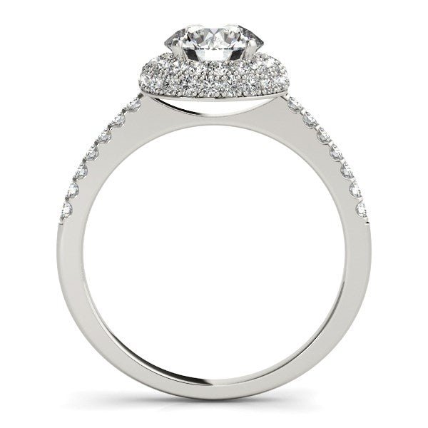 14k White Gold Classic Round Diamond Pave Design Engagement Ring (1 1/2 cttw) - Coolpeacock