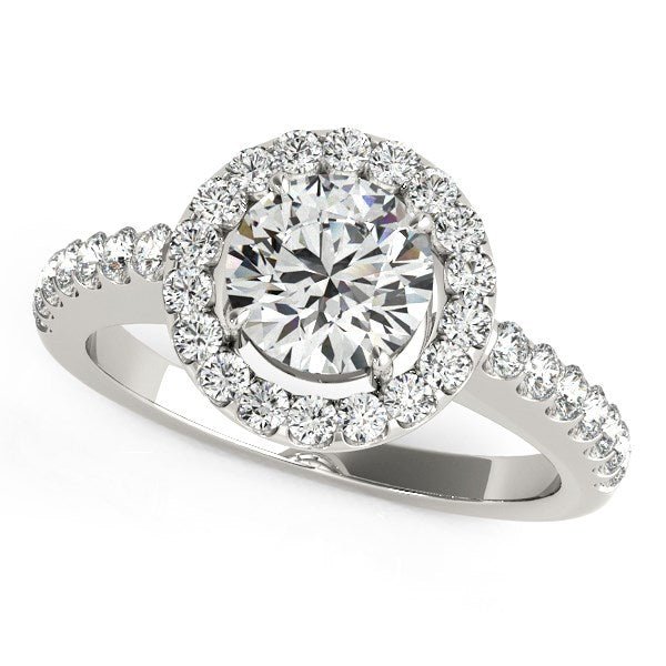 14k White Gold Classic with Pave Halo Diamond Engagement Ring (1 1/2 cttw) - Coolpeacock